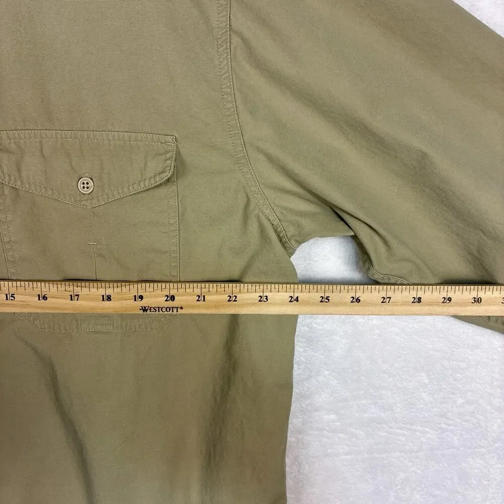VTG Eddie Bauer Legend Elkhorn Shirt Mens L Tan Khaki Canvas Outdoor Hiking 90s